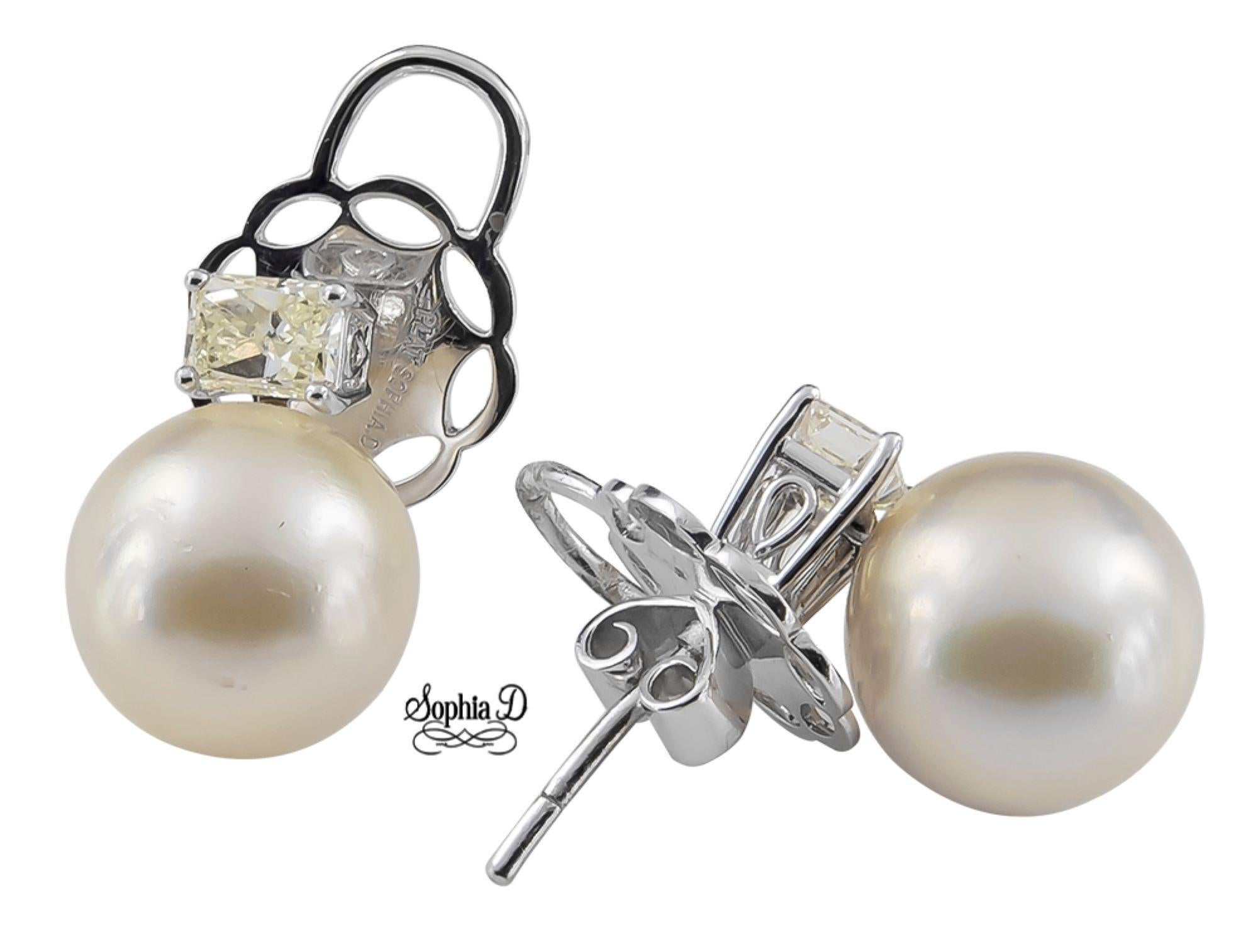 Sophia D. Pearl and Diamond Earrings featuring a brilliant 1.087-carat diamond set in platinum. These earrings combine classic elegance with modern design, making them a perfect accessory for both everyday wear and special occasions.

Sophia D has