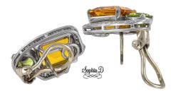 Sophia D. Peridot, Citrine and Diamond Earrings