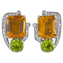 Sophia D. Peridot, Citrine and Diamond Earrings
