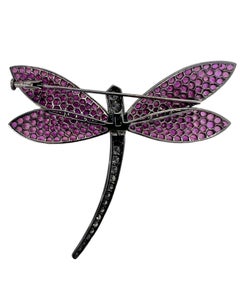 Sophia D. Pink Sapphire Dragonfly Platinum Brooch