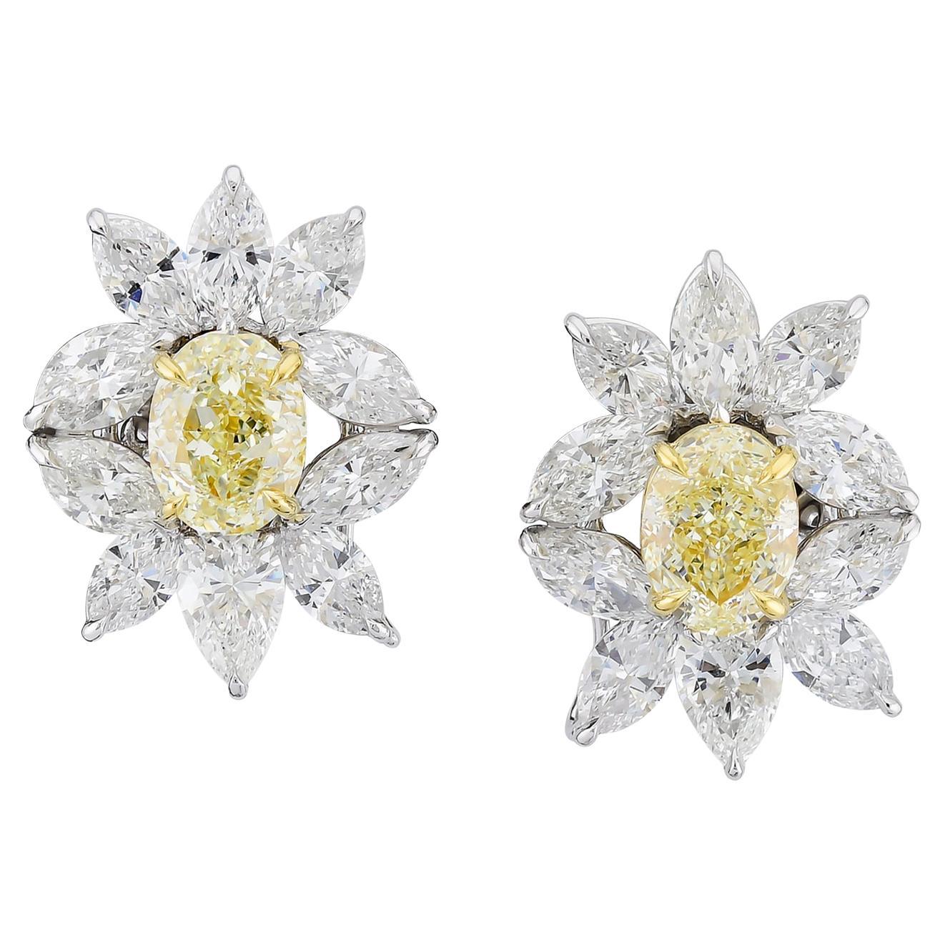 Pendientes Sophia D de platino y oro amarillo de 18 quilates con diamantes amarillos y blancos