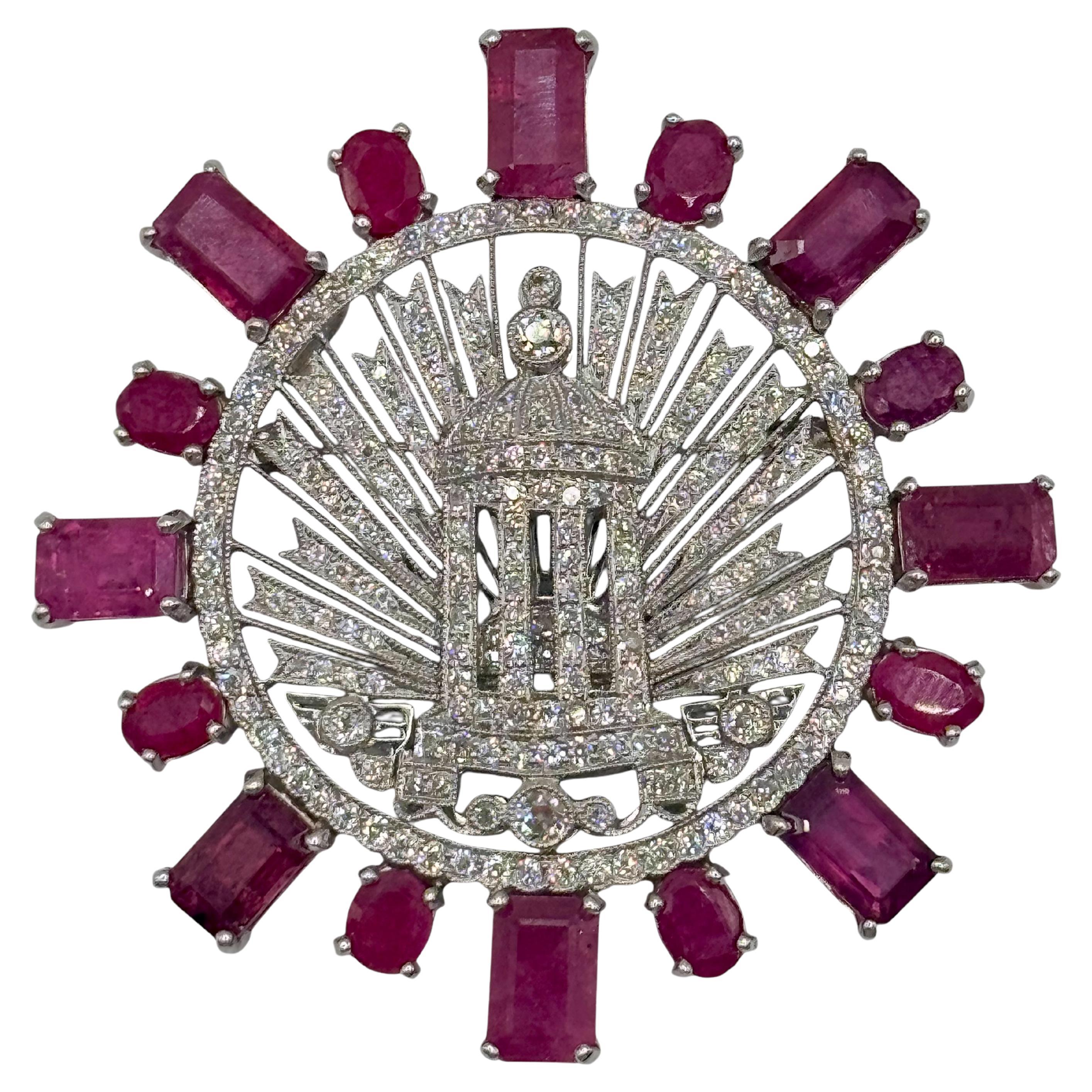 Sophia D Platinum and Ruby and Diamond Brooch