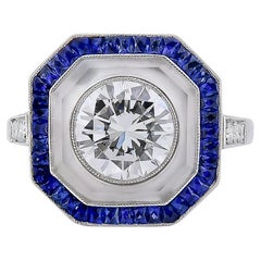 Sophia D Platinring im Art-Déco-Stil mit Diamanten, Saphiren und Bergkristall