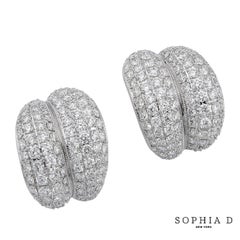Sophia D Pavé Natural Diamond Clip Platinum Earrings