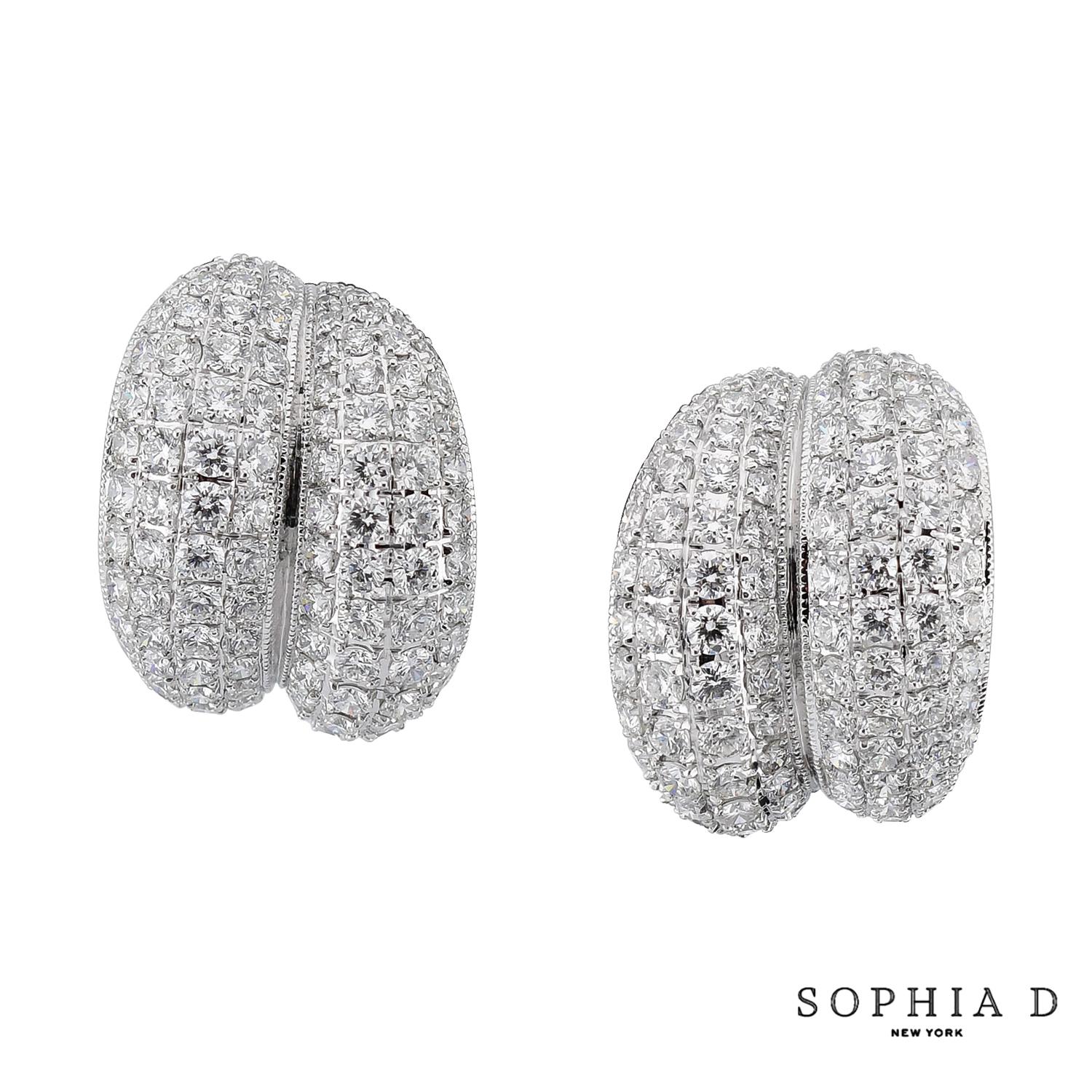 Pendientes de clip de diamante natural pavé de platino Sophia D Corte redondo