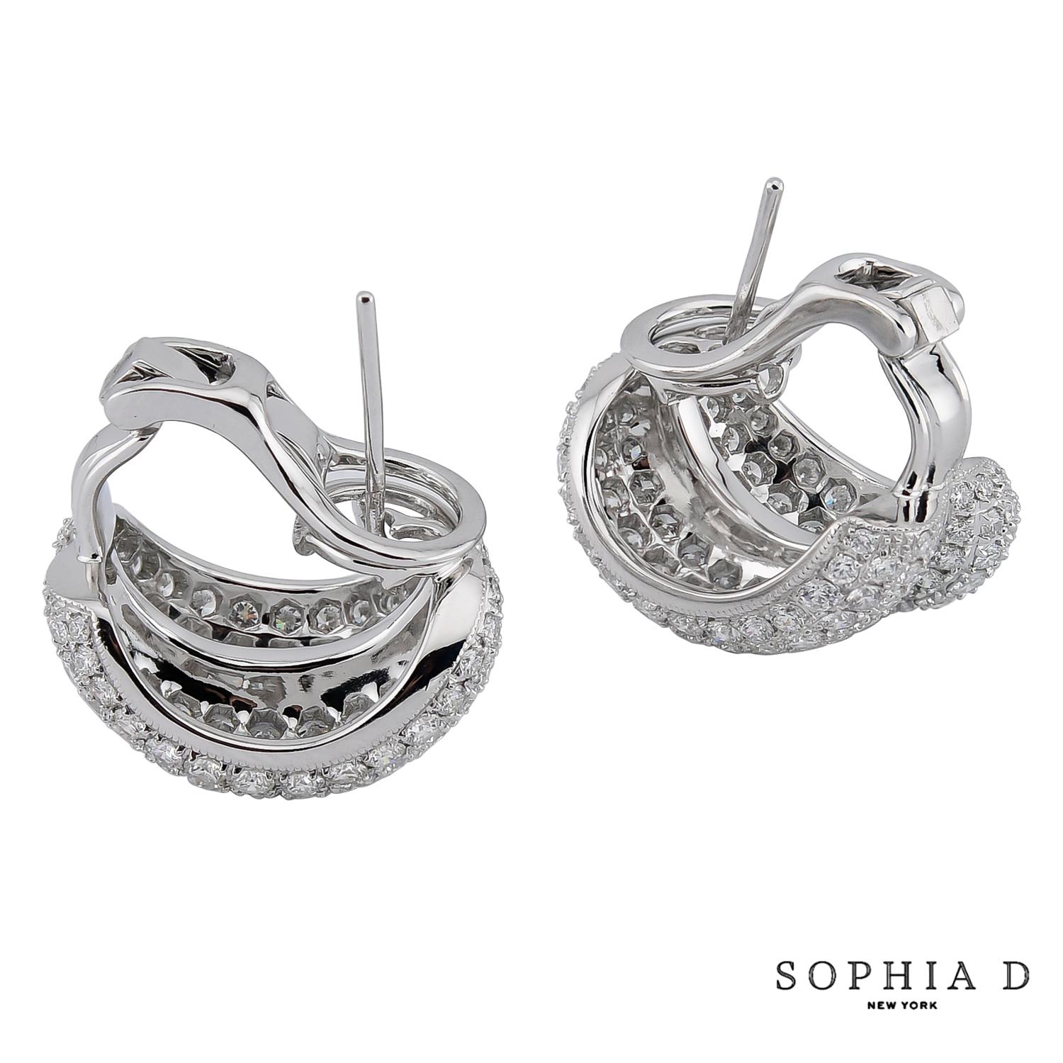 Pendientes de clip de diamante natural pavé de platino Sophia D en Nuevo Estado en New York, NY