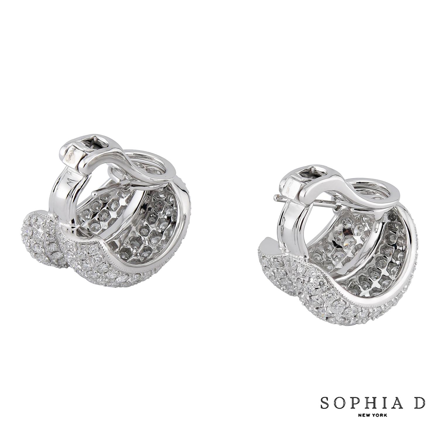 Femenino o masculino Pendientes de clip de diamante natural pavé de platino Sophia D