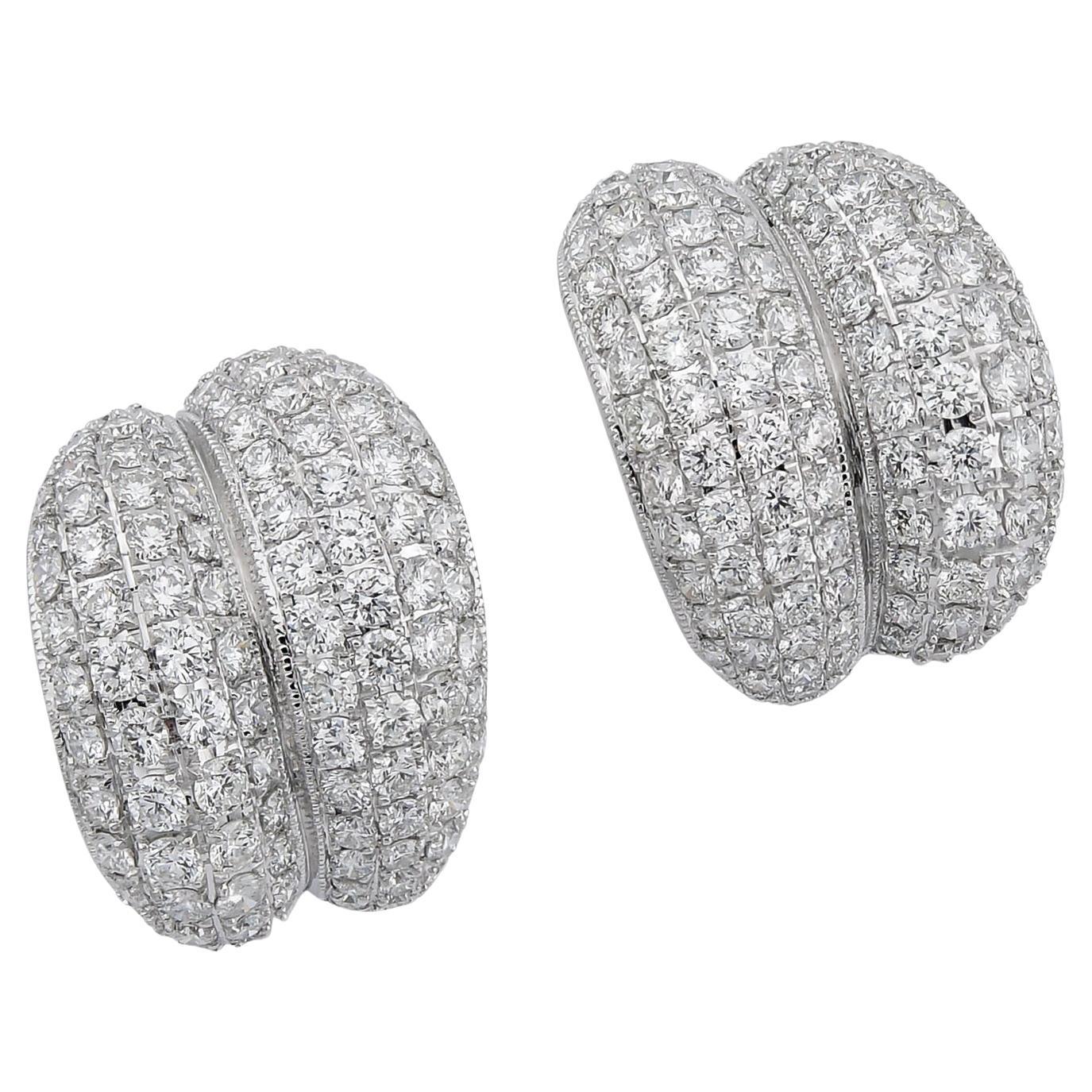 Pendientes de clip de diamante natural pavé de platino Sophia D
