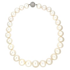 Sophia D - Collana di perle dei mari del sud in platino con diamante da 4 carati - Chiusura in platino