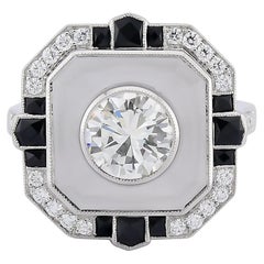 Sophia D. Rock Crystal Onyx and Diamond Ring