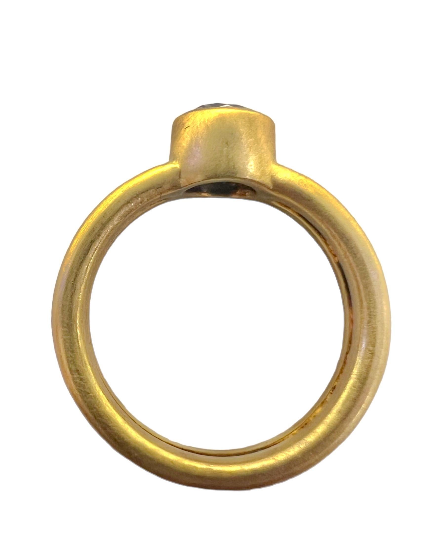 Art Deco Sophia D. Round Diamond 18K Yellow Gold Ring For Sale