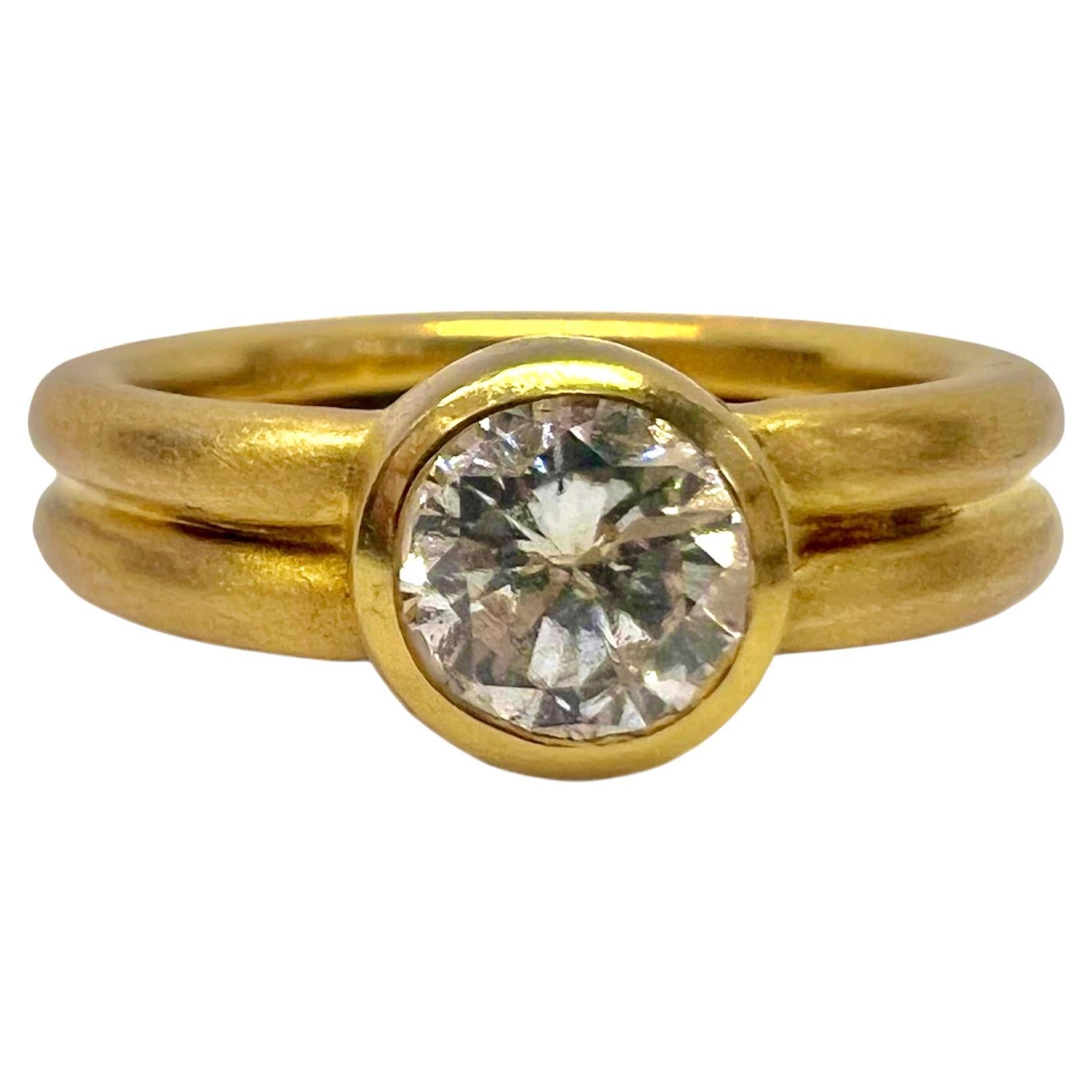 Sophia D. Round Diamond 18K Yellow Gold Ring For Sale