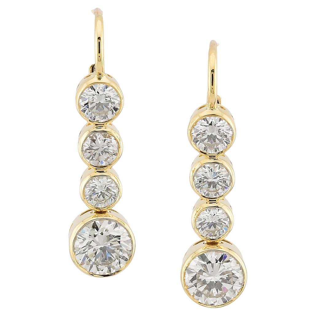Sophia D Round Diamond Drop Earrings in 18K Yellow Gold