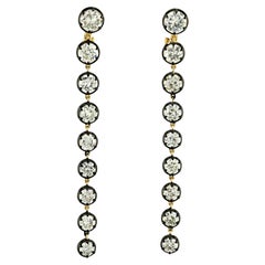 Sophia D Round Diamond Drop Earrings Platinum and 18K Yellow Gold