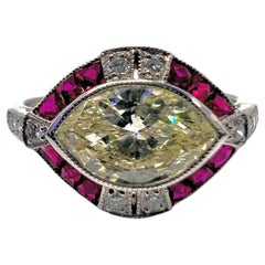Sophia D. Ruby and Diamond Art Deco Style Platinum Ring