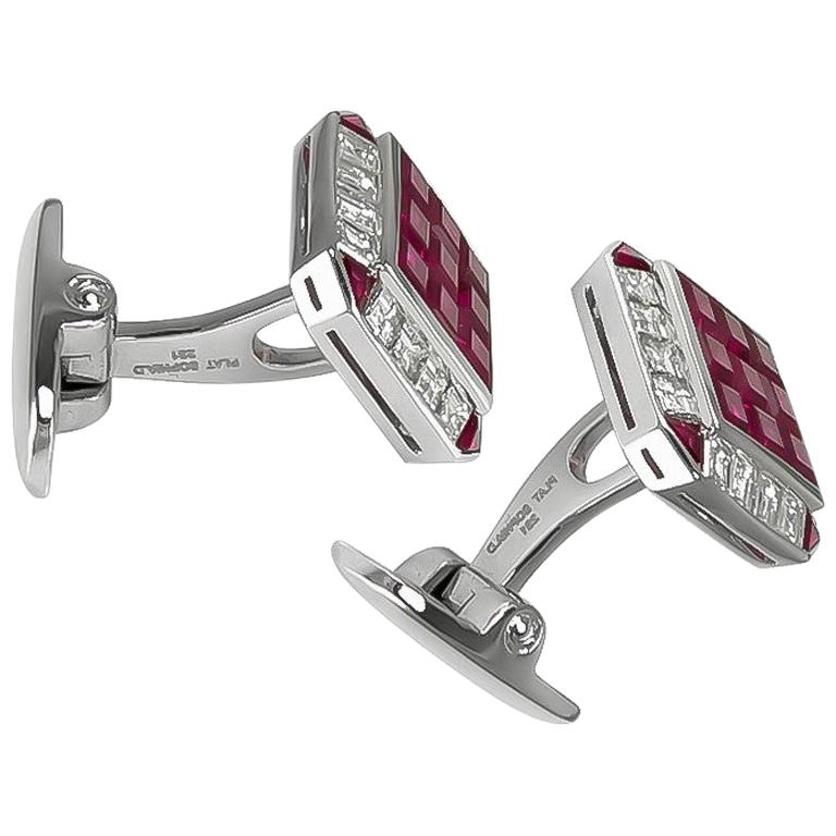 Designed and created by Sophia D, this is a cufflinks set in platinum that features a 2.78 carats of rubies and 1.82 carats of diamonds.

Sophia D by Joseph Dardashti LTD has been known worldwide for 35 years and are inspired by classic Art Deco