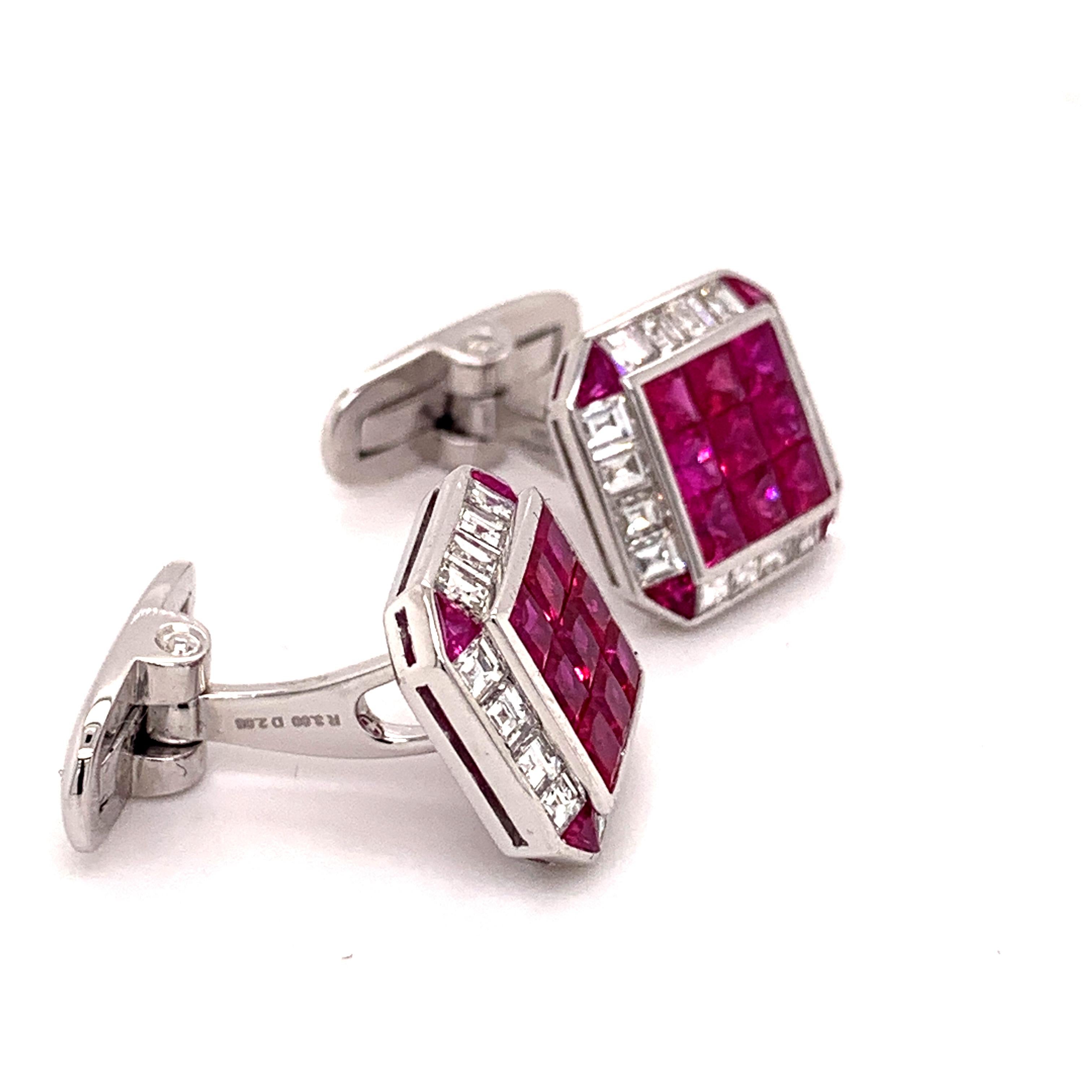 Sophia D. Ruby and Diamond Cufflinks In New Condition For Sale In New York, NY