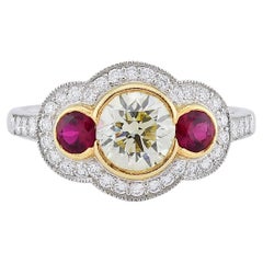 Sophia D. Ruby and Yellow Diamond Three-Stone Ring