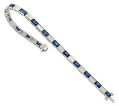Sophia D Sapphire and Diamond Line Bracelet Platinum