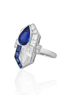 Sophia D Bague mosaïque de saphirs et de diamants Platine