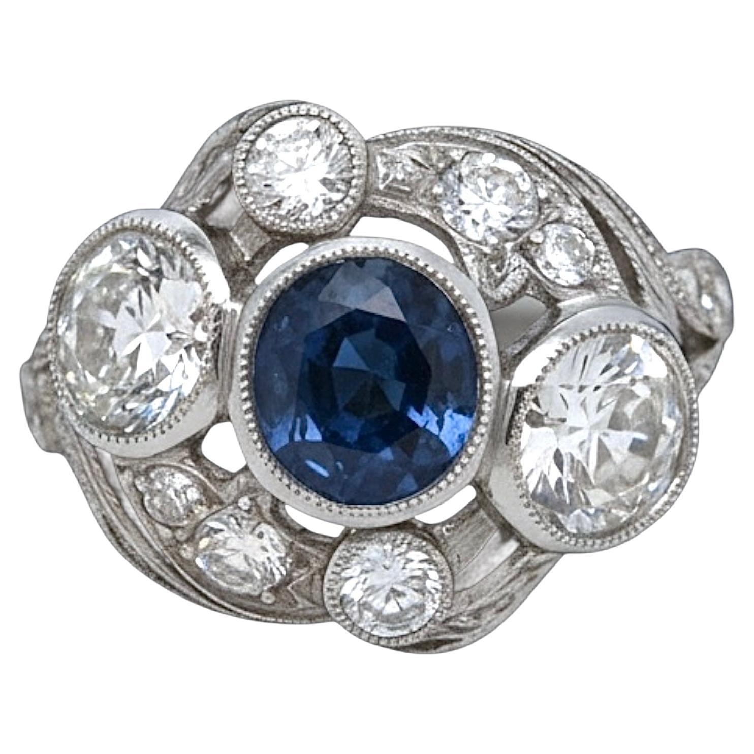 Sophia D Sapphire and Diamond Ring in 18K White Gold