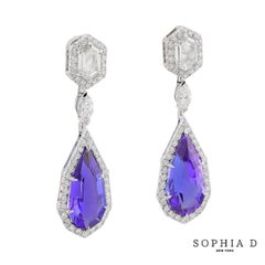 Orecchini a goccia architettonici con tanzanite e diamanti Sophia D in platino