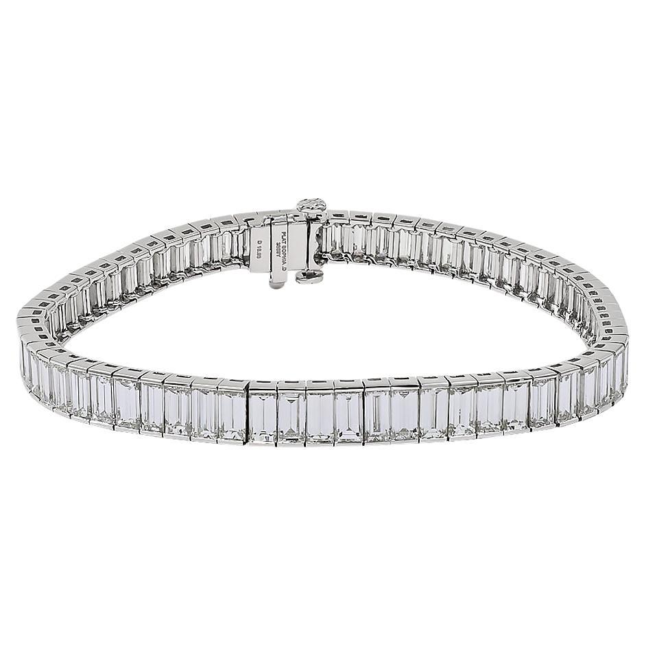 Sophia D. Bezel Baguette Cut Diamond Line Bracelet For Sale