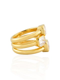 Anello Sophia D con tre pietre e diamanti in oro giallo 18 carati