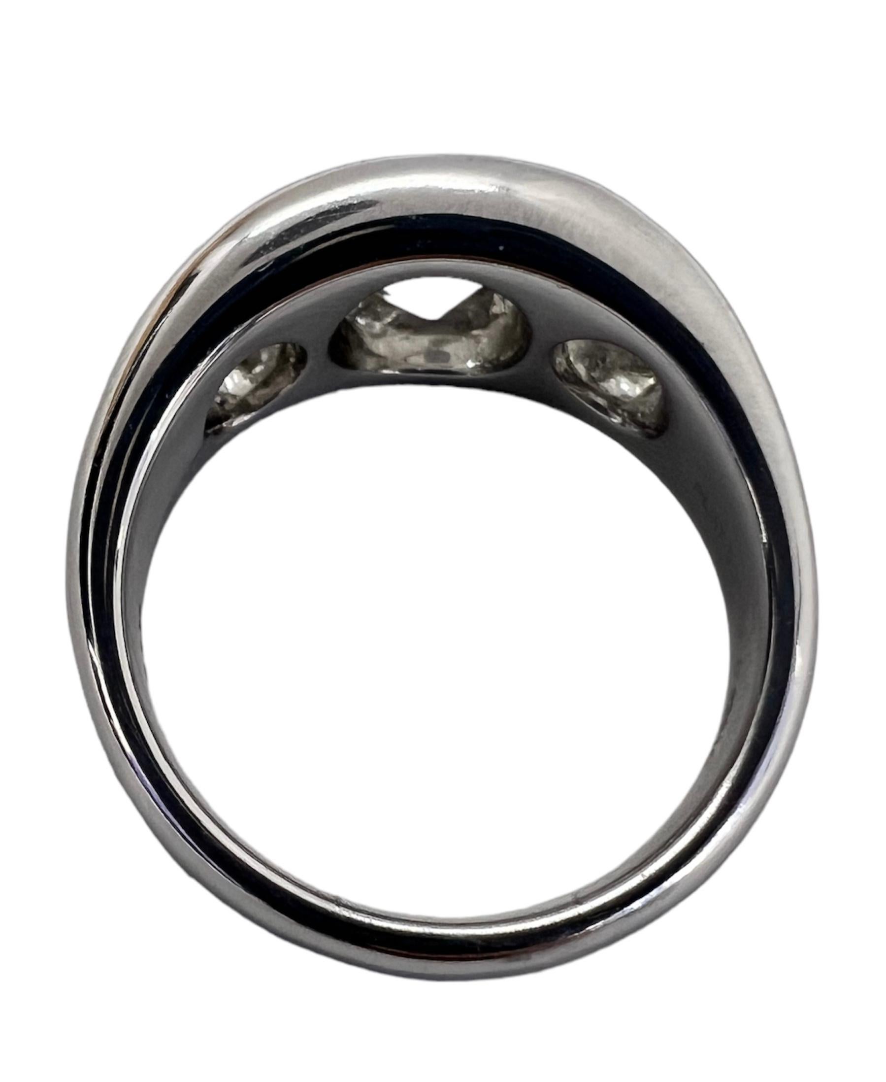 Round Cut Sophia D. Three Stone Gypsy Platinum Ring  For Sale