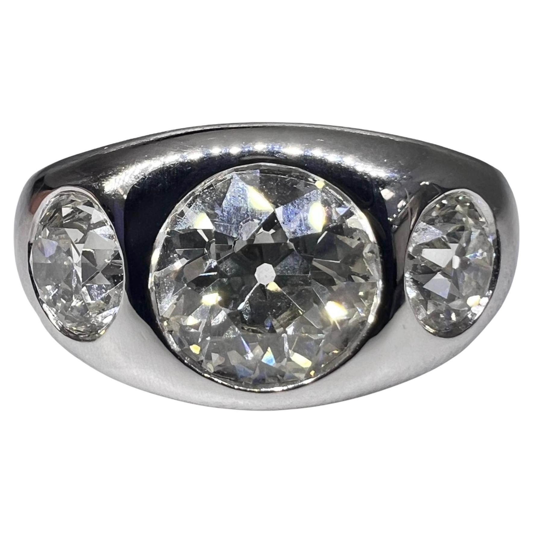 Sophia D. Three Stone Gypsy Platinum Ring  For Sale