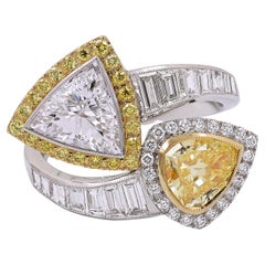 Sophia D. Toi et Moi Yellow Diamond and White Diamond Platinum Ring