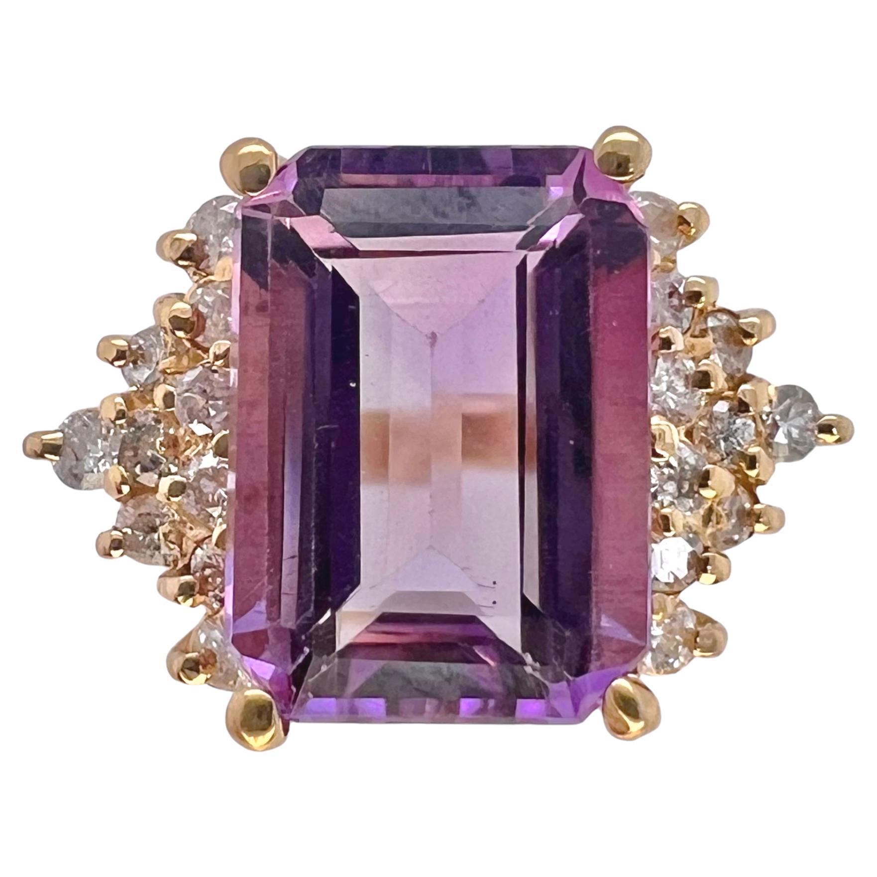 Sophia D. Vintage 14K Yellow Gold Emerald Cut Amethyst Ring