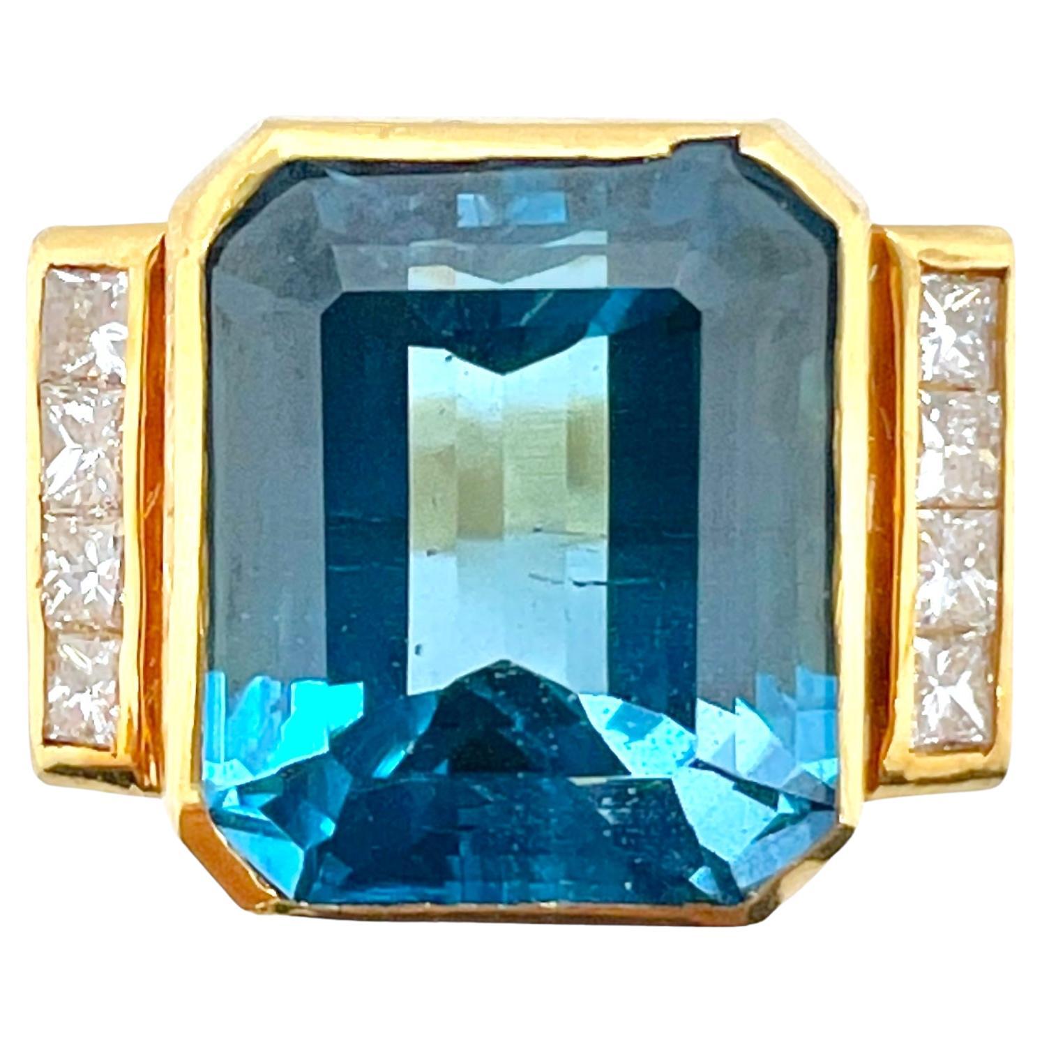 Topaz Classic Rings Sophia D Vintage 14K Yellow Gold Emerald Cut Topaz Ring For Sale at 1stDibs