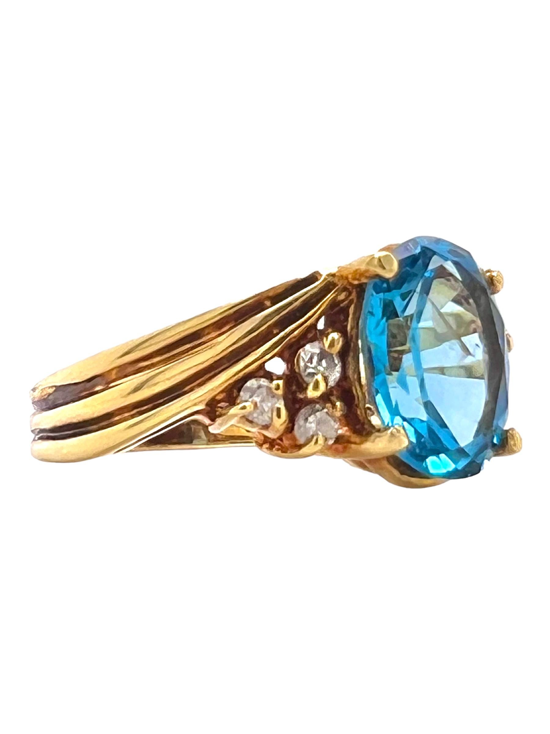 Sophia D. Vintage 14K Yellow Gold Oval Cut Topaz Swirl Ring In New Condition In New York, NY