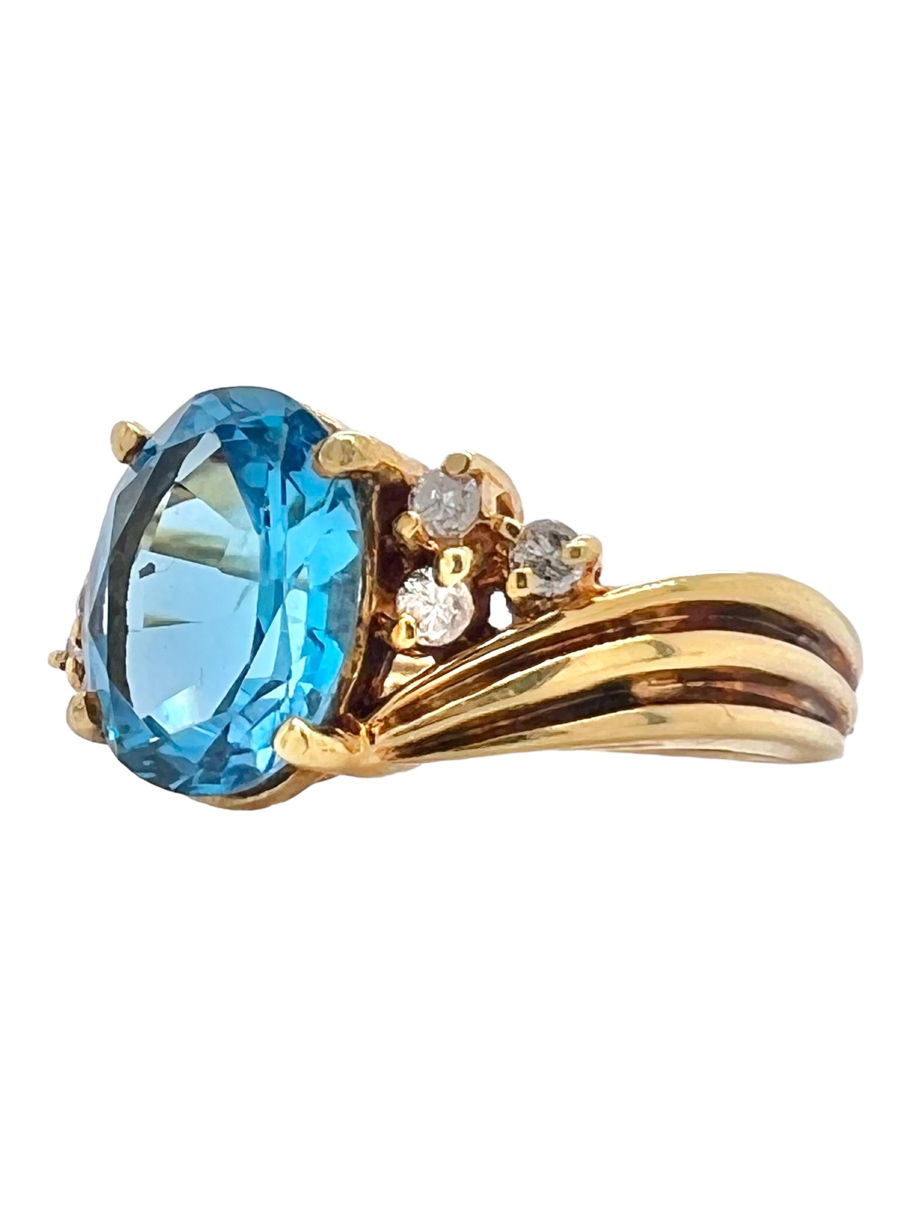 Women's or Men's Sophia D. Vintage 14K Yellow Gold Oval Cut Topaz Swirl Ring