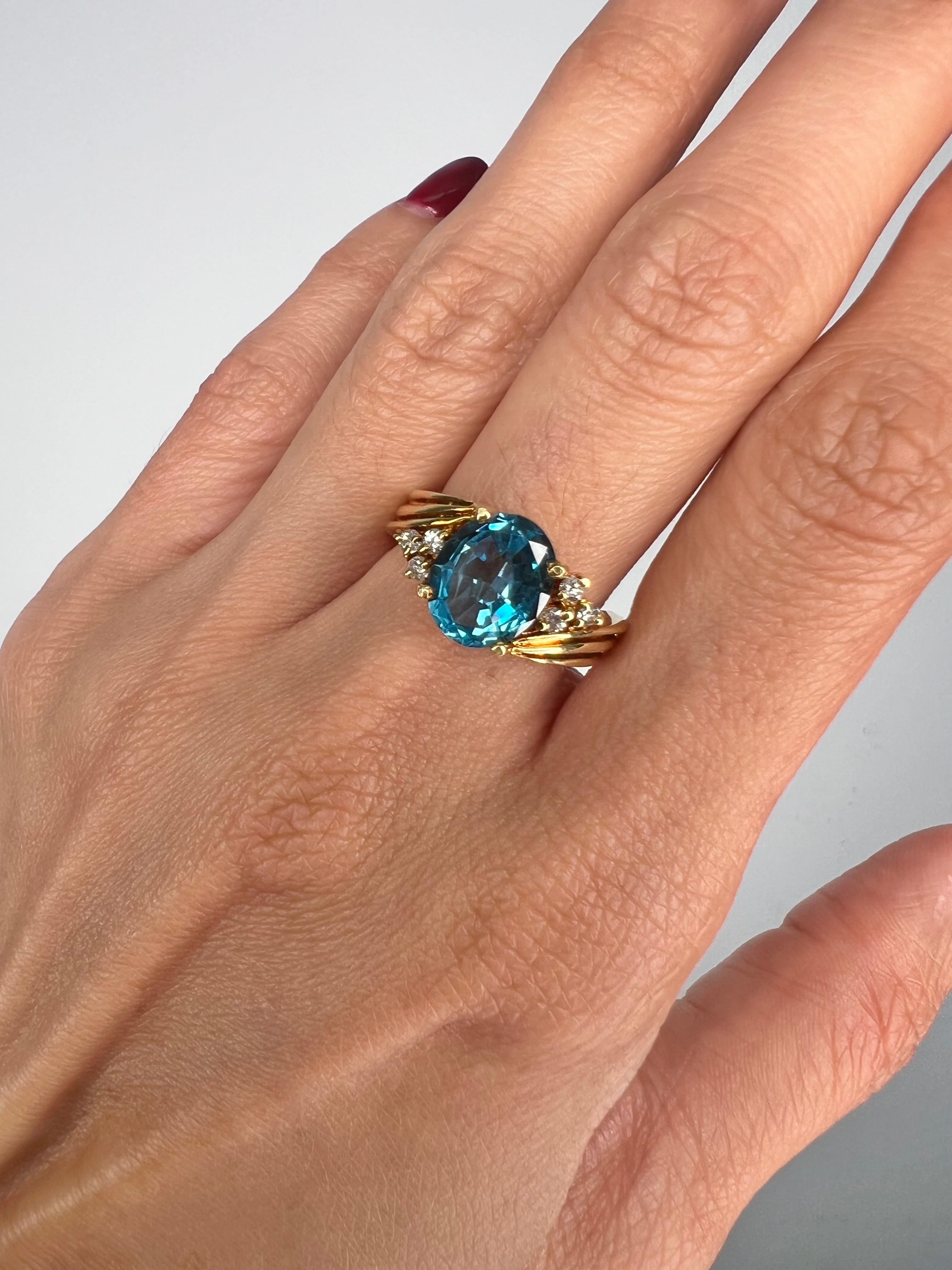 Sophia D. Vintage 14K Yellow Gold Oval Cut Topaz Swirl Ring 1