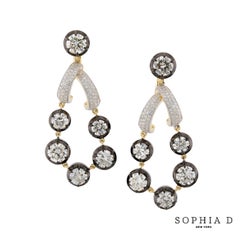 Sophia D Vintage Style Round Diamond Drop Earrings in 18K Yellow Gold and Silver Sophia D Vintage Style Round Diamond Drop Earrings in 18K Yellow Gold and Silver