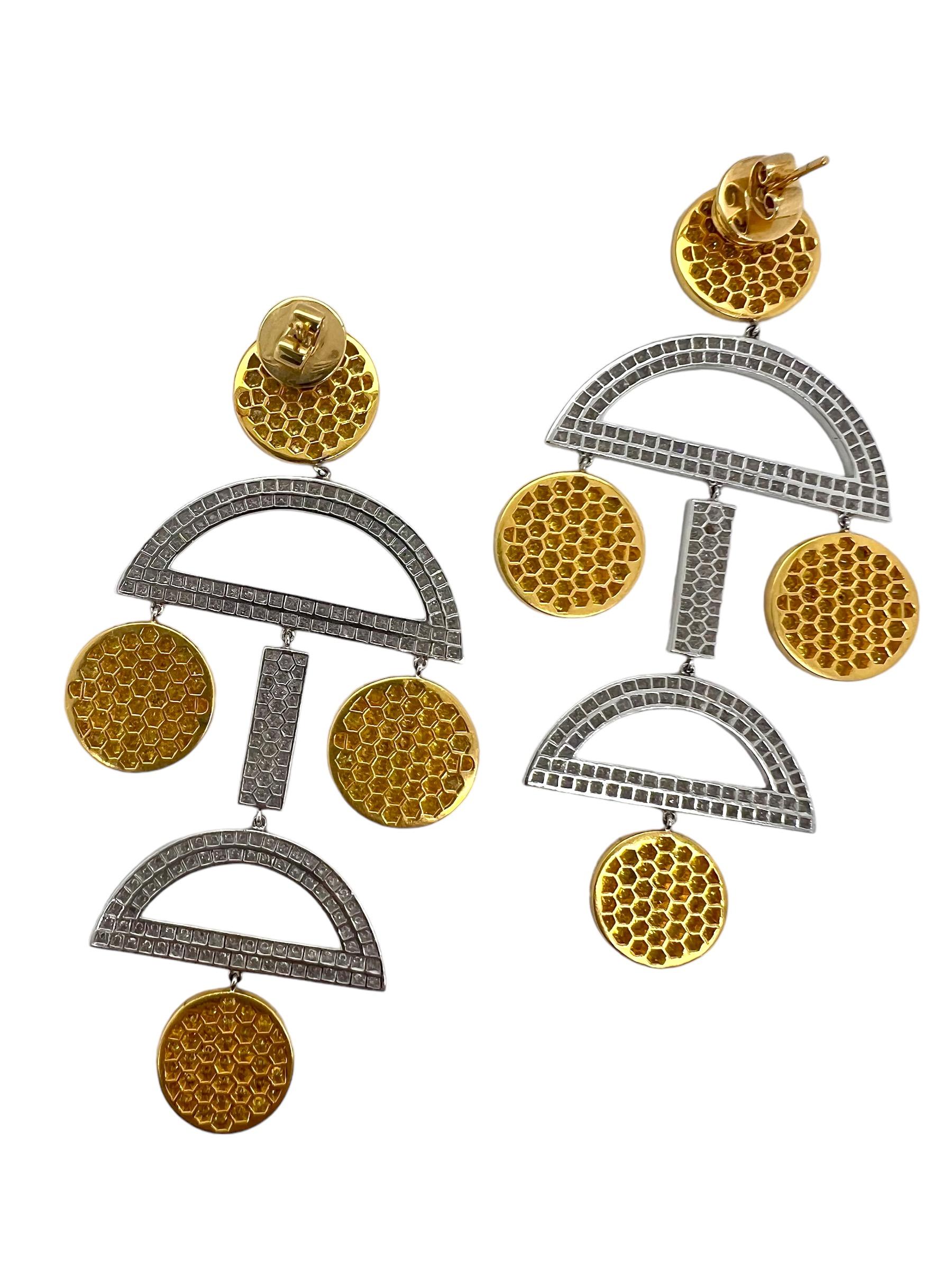 Women's Sophia D, White and Yellow Diamond Earrings For Sale
