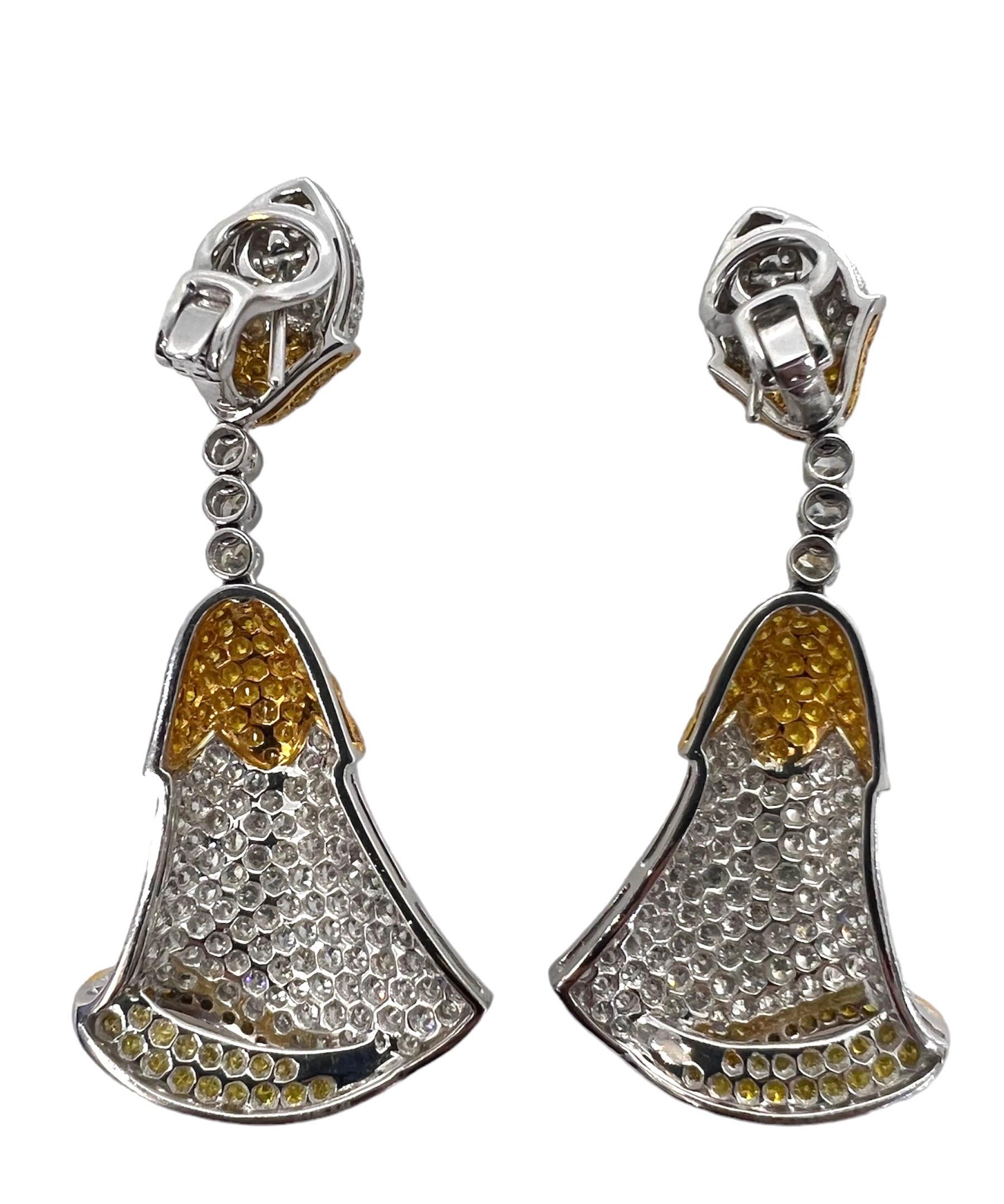Art Deco Sophia D. Yellow Diamond and Diamond Platinum Earrings For Sale