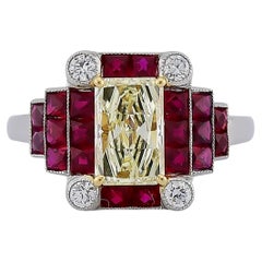 Sophia D. Yellow Diamond and Ruby Art Deco Style Ring