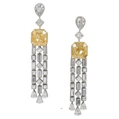 Sophia D. Platin-Ohrringe mit gelben Diamanten und weißen Diamanten 