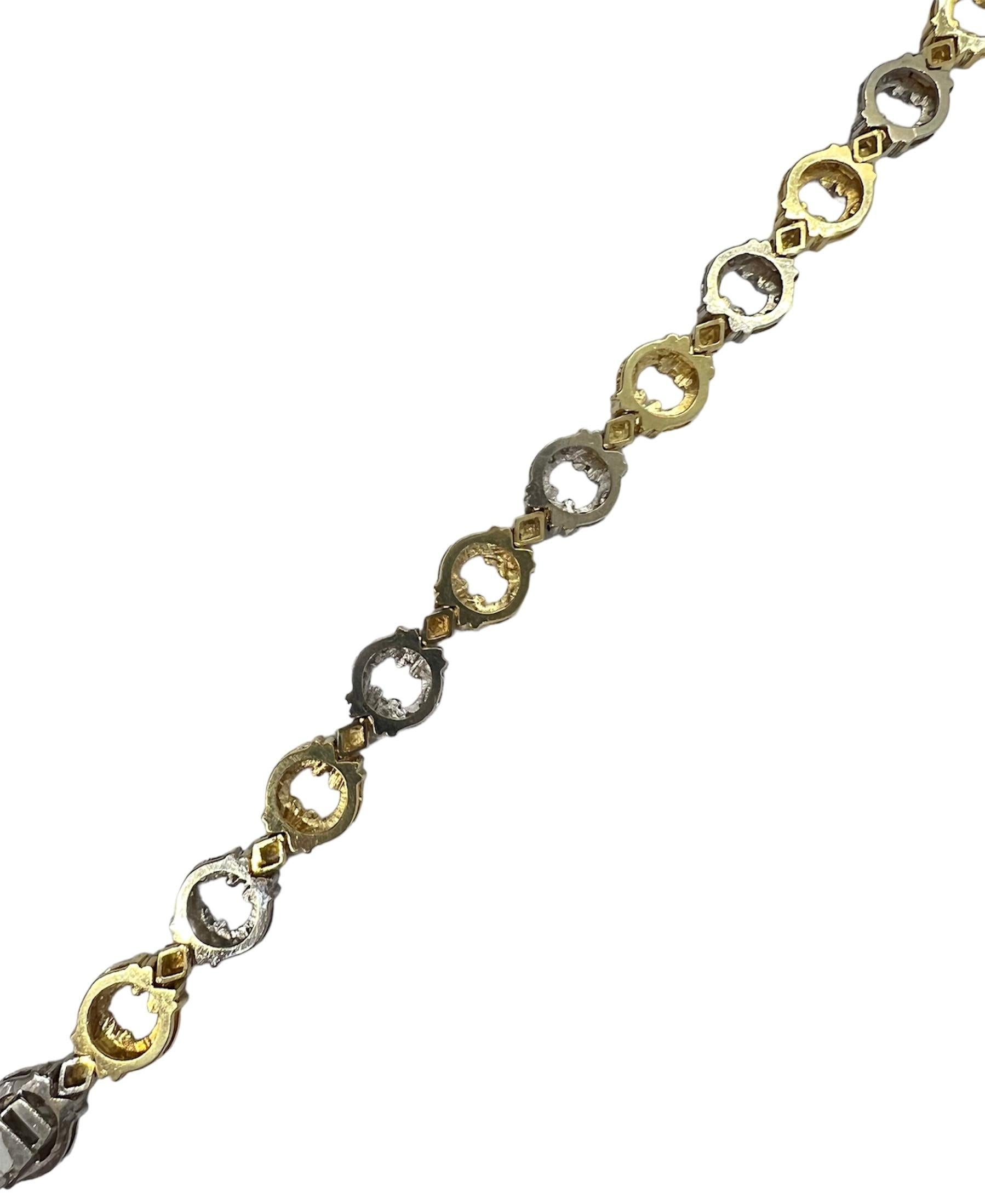 Round Cut Sophia D. Yellow Gold and White Gold Bracelet with Diamonds For Sale