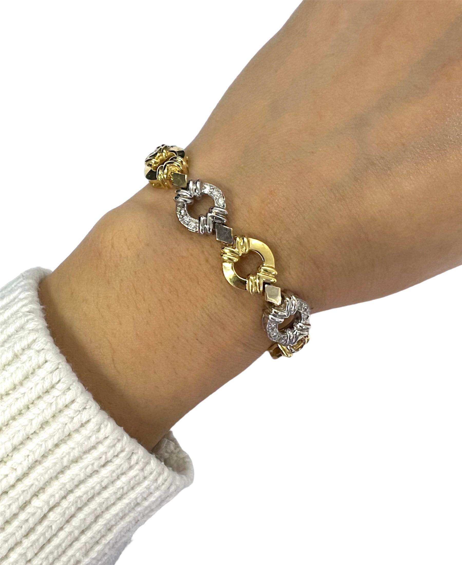 Sophia D. Yellow Gold and White Gold Bracelet with Diamonds In New Condition For Sale In New York, NY