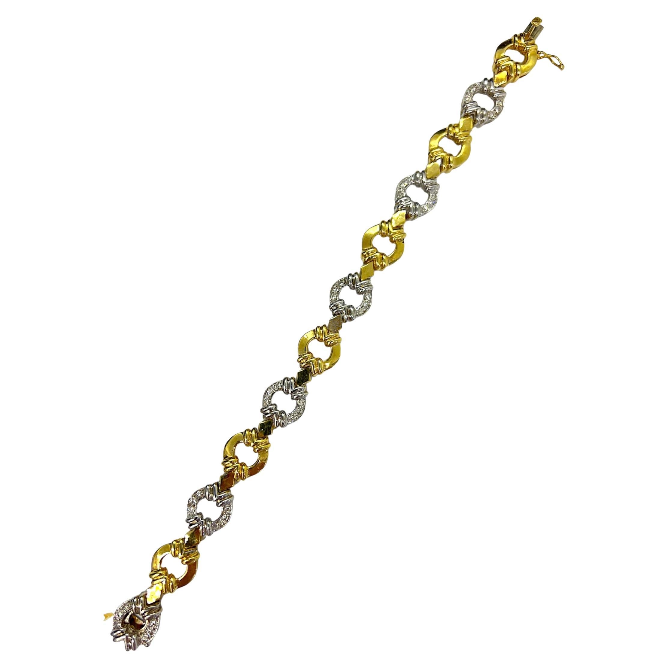 Sophia D. Yellow Gold and White Gold Bracelet with Diamonds For Sale