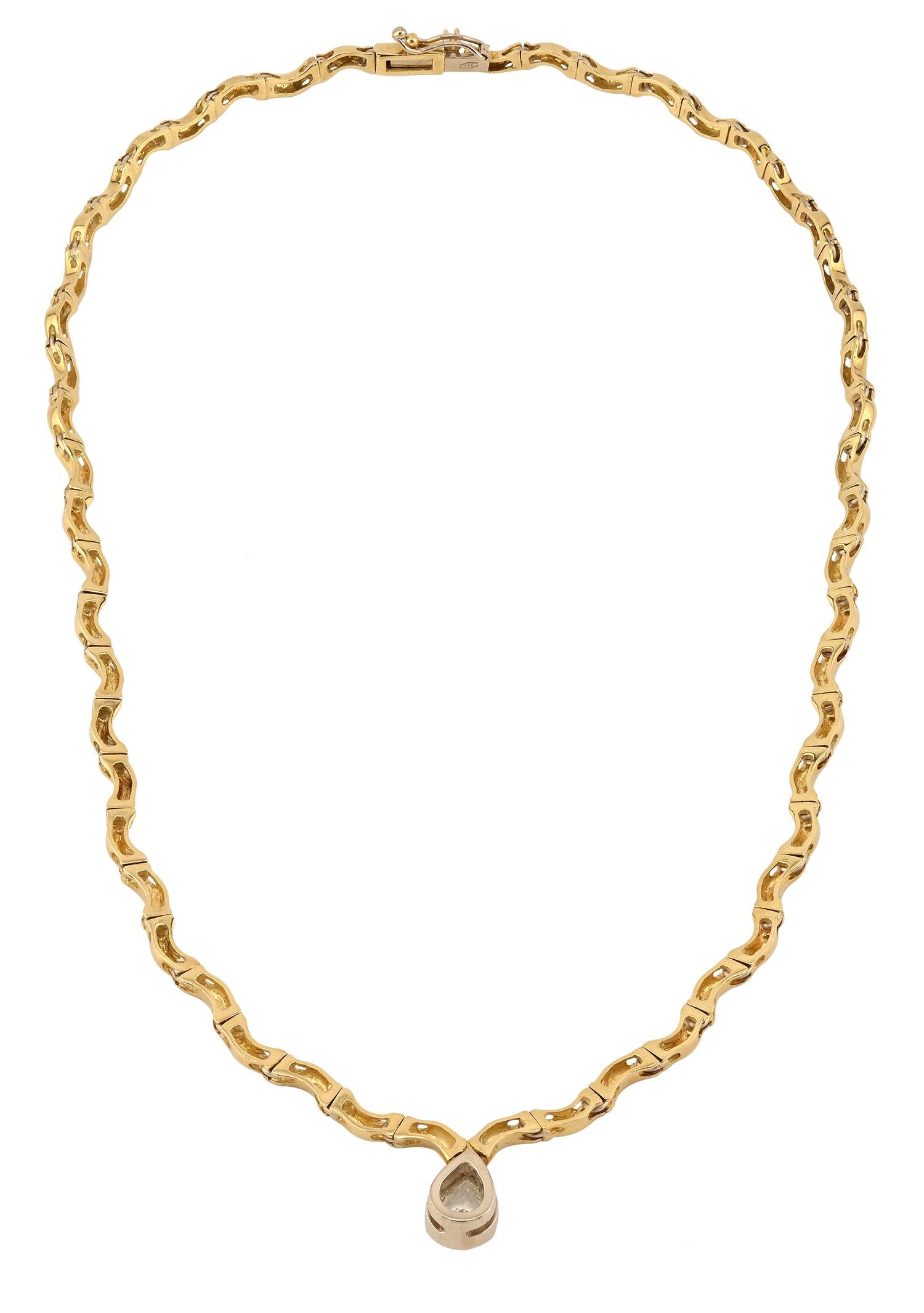 Taille poire Collier Sophia D. en or jaune avec diamants taille poire en vente