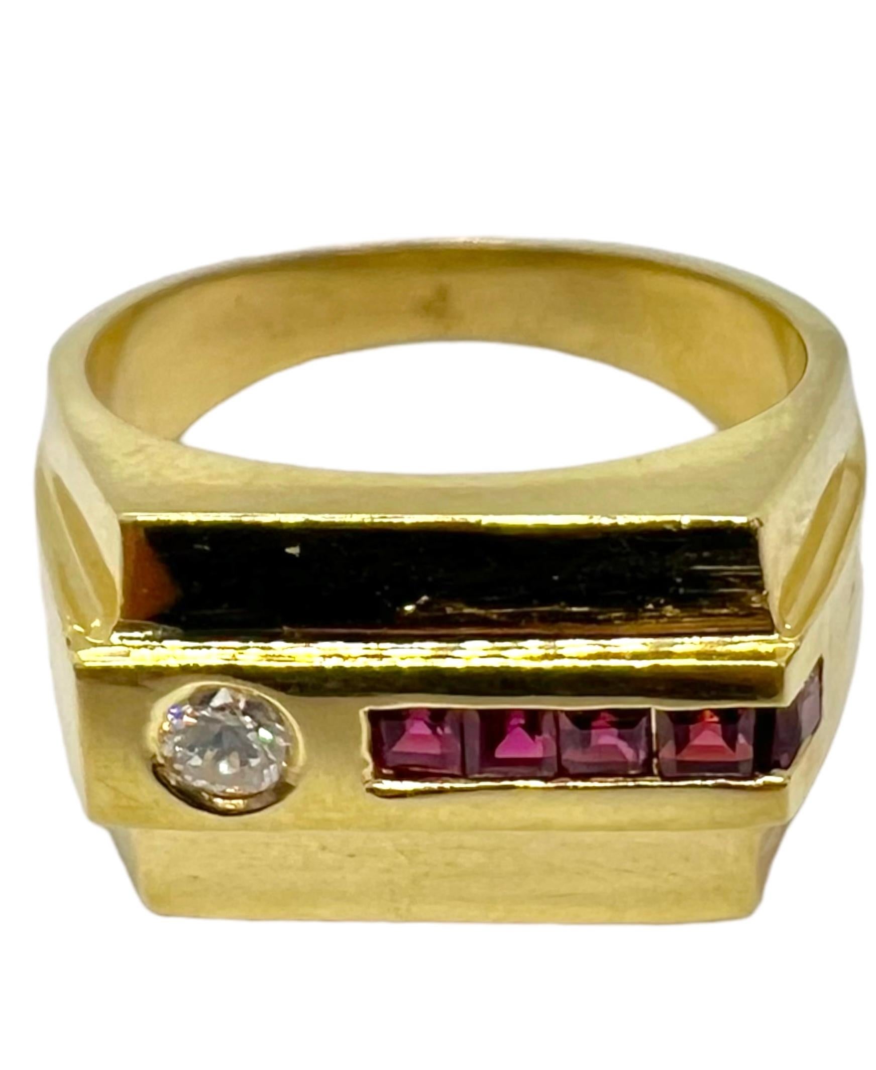 Sophia D. Yellow Gold Ring with Ruby and Diamond In New Condition For Sale In New York, NY