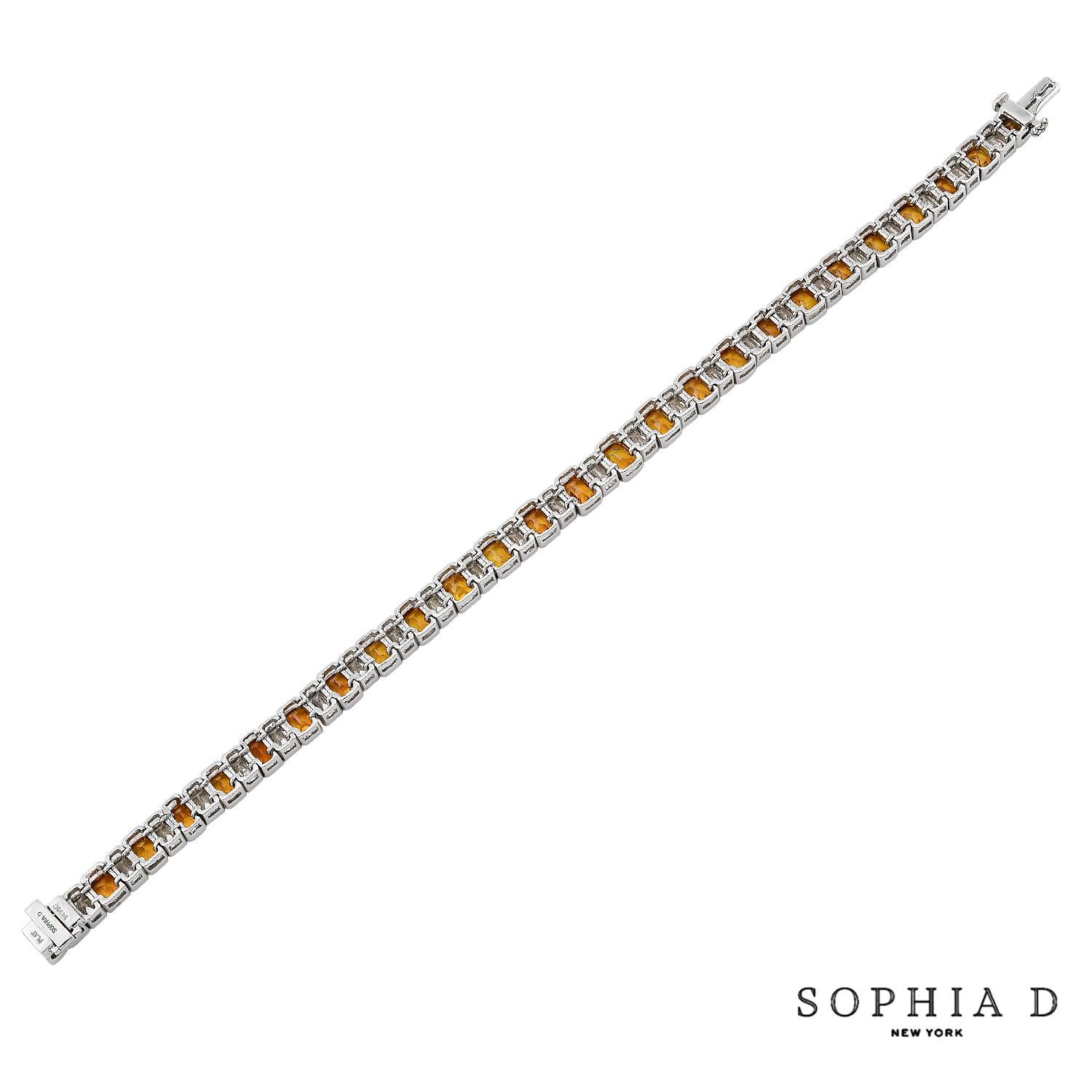 Taille émeraude Sophia D. Bracelet en saphir jaune et diamants en vente