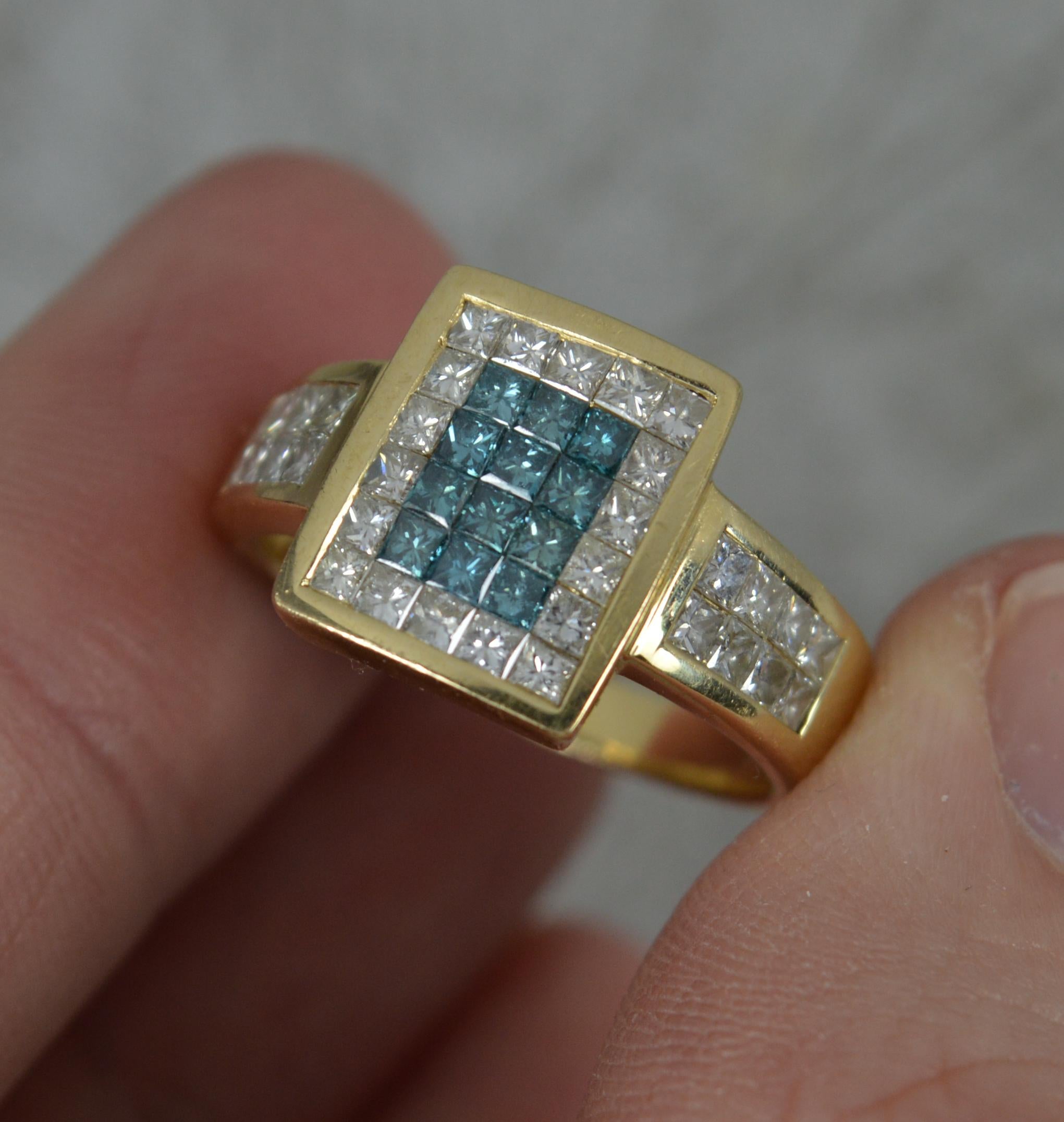 Sophia Fiori 1.00ct Blue Diamond 14ct Gold Cluster Ring In Excellent Condition In St Helens, GB