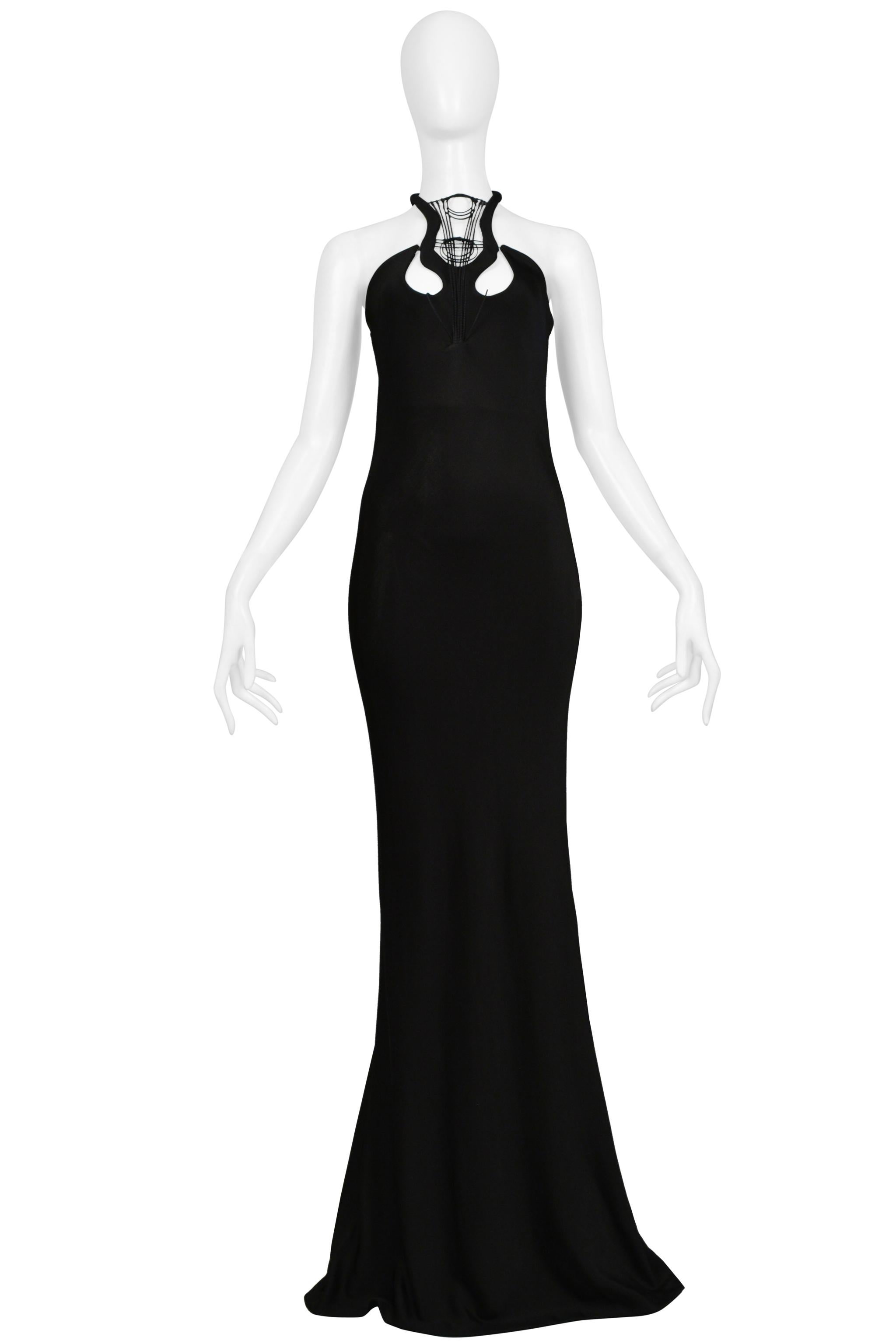 Sophia Kokosalaki Black Architectural Evening Gown With Intricate Bodice 2008 In Excellent Condition For Sale In Los Angeles, CA