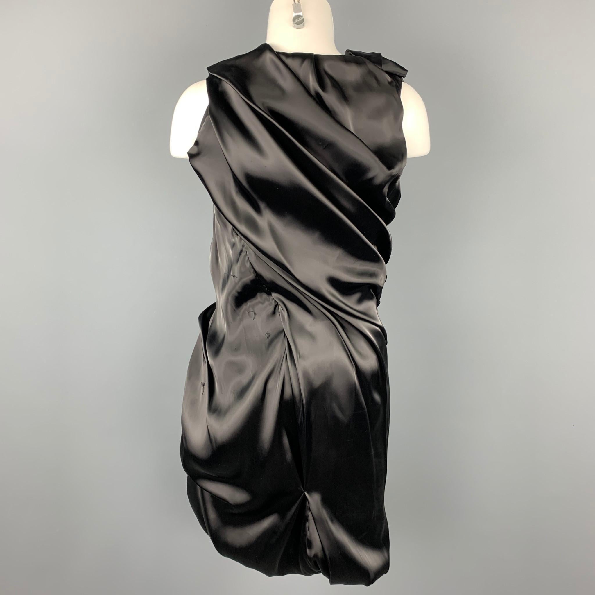 SOPHIA KOKOSALAKI Size 6 Black Nylon Blend Ruched Cocktail Dress In Good Condition In San Francisco, CA